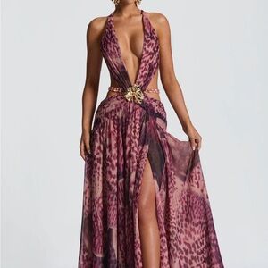 Babyboo fashion Indianna Leopard Print Halter Dress